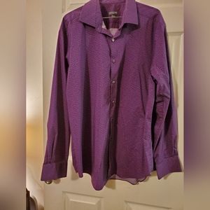 Van Heusen men's dress shirt. Long sleeved. Purple-ish with pink-ish pattern. 18